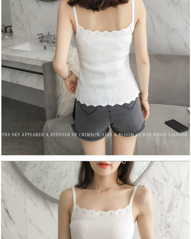 Mùa hè 2018 phiên bản Hàn Quốc mới của áo yếm bên trong áo len chạm đáy đoạn ngắn Slim gợi cảm mặc hàng đầu