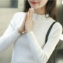 Mùa thu đông mới phiên bản Hàn Quốc của áo cổ cao cộng với áo len nhung dày màu trắng nữ Slim hoang dã dài tay chạm đáy áo len áo len nữ hàng hiệu