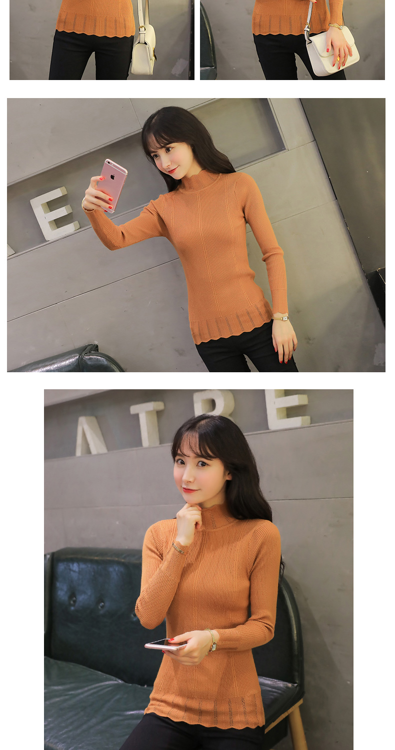 Mùa thu và mùa đông mới nửa cao cổ áo len dày trắng Mỏng hoang dã dài tay trùm đầu ladies bên trong đáy áo len bán áo len nữ