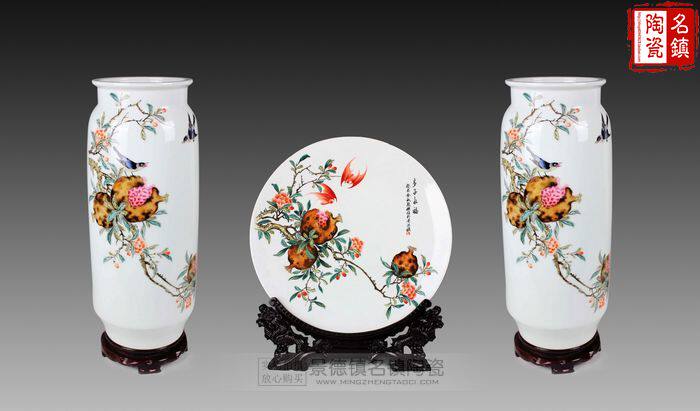 景德镇陶瓷器花瓶粉彩瓷熊杰作品全手工手绘三件套多子多福 即将68元 景德镇 陶瓷器 手绘 花瓶 三件途虎网