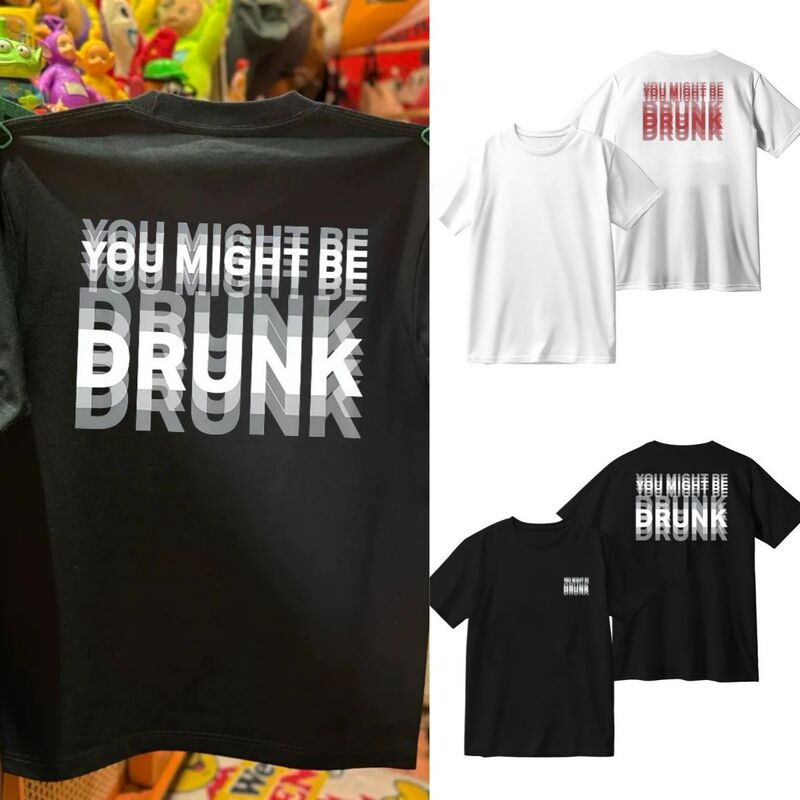 "You'Re Drunk" Fun Crew Neck T-Shirt Unisex Summer Loose Versatile Pure Cotton Printed Short Sleeve Top