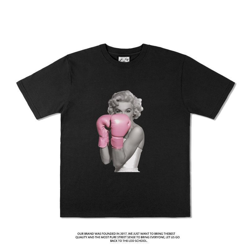 European and American Style Retro Marilyn Monroe Boxing Fitness Gym Short-Sleeved T-Shirt Sexy Goddess Loose Fit for Men and Women European and American Style Retro Marilyn Monroe Boxing Fitness Gym Short-Sleeved T-Shirt Sexy Goddess Loose Fit for Men and Women