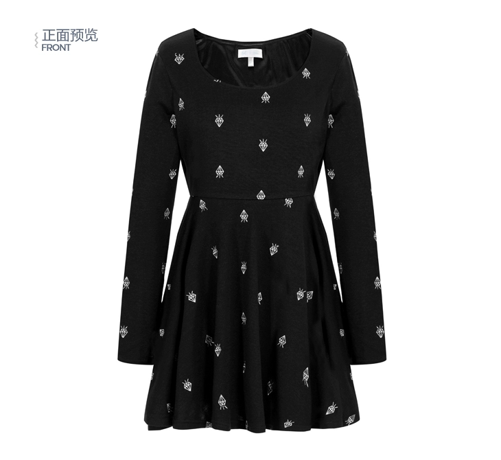 C1FA41723 Mùa xuân New Diamond Kim cương thêu dài tay đan eo cao đầm sơ mi thắt eo