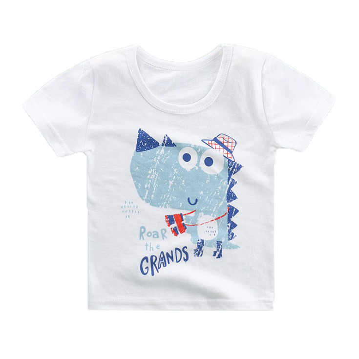 Chàng trai mới t-shirt cotton cô gái mùa hè ngắn tay phim hoạt hình vòng cổ áo thun sọc đơn giản phần mỏng thoáng khí