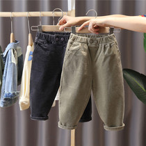 Boys' Fall Pants 2022 Spring and Autumn Installation New Korean Version of Coreflower Baby Pants Children's Leisure Pants