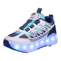 Boys Heelys Shoes 2024 Summer New Childrens Four-Wheel Invisible Pulley Shoes for Big Boys Luminous Heelys Shoes