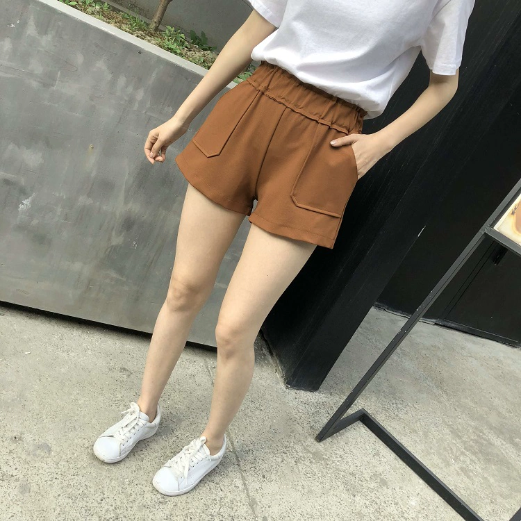 Quần short len ​​nữ mùa đông cạp cao quần ống rộng 2018 mới Hàn Quốc phiên bản hoang dã mặc mùa thu đông và bốt dày