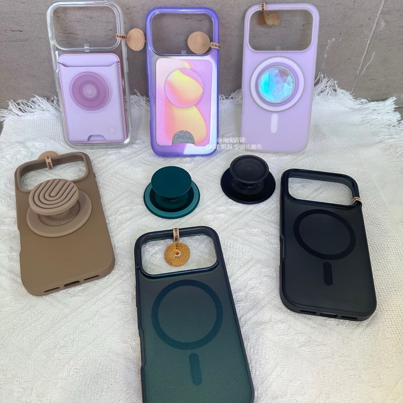 Popsockets Solid Color Series Magnetic Phone Case Zhao Lusi Same Style Sunrise Purple Piano Key Black Rainbow Sea Pearl Pink Barbie Pink Transparent Iphone17Promax Apple 16Pro Phone Case ins