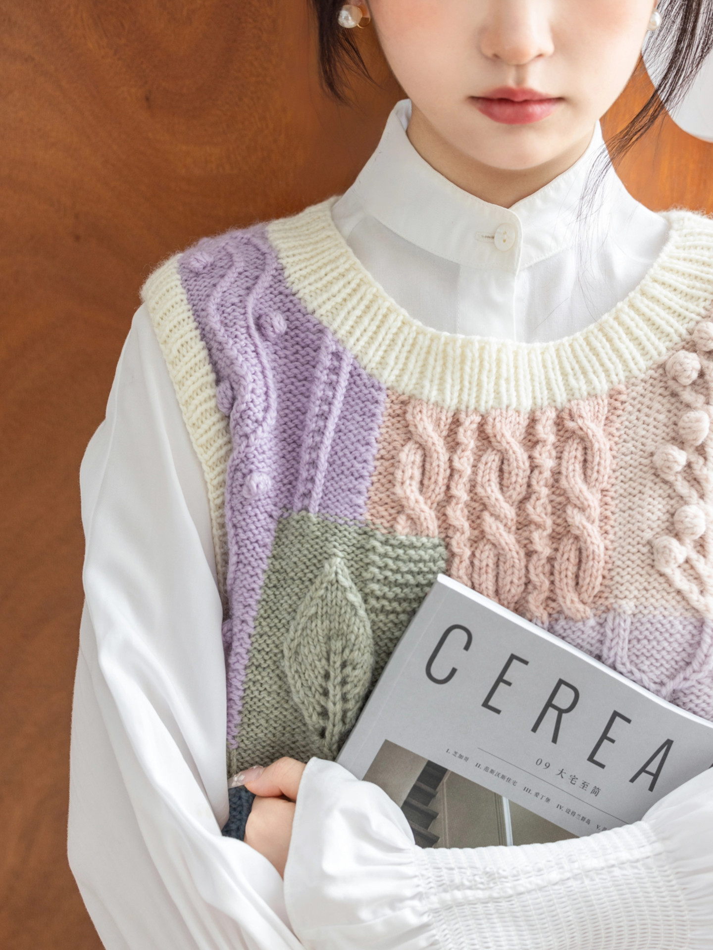 Sister Su Su’s retro contrasting color square vest handmade DIY knitting wool thread stick needle wool ball material package