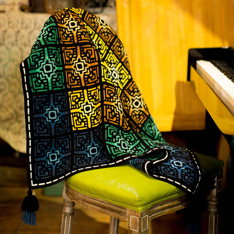 Sister Su Su's Tunisian Window Patchwork Blanket DIY Crochet Thread Cotton Yarn Ball Material Kit