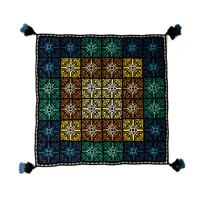 Sister Su Su's Tunisian Window Patchwork Blanket DIY Crochet Thread Cotton Yarn Ball Material Kit