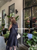 Xzz MALIY#流苏无袖背心连衣裙女夏季2021新款黑色小众设计感罩裙