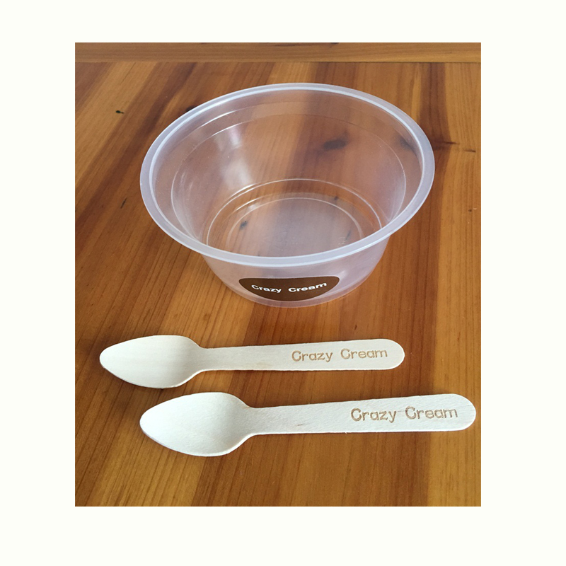 110mm wooden spoon disposable wooden knife and fork spoon baking tool ice cream sweet cake 100 packed