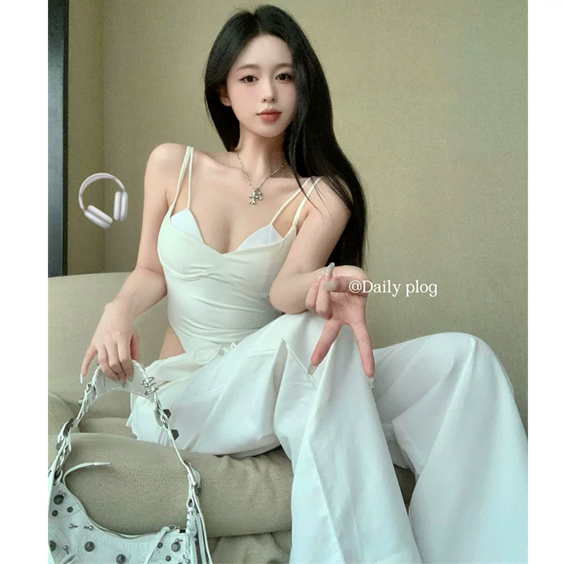 Summer set, American style, backless, lifting effect, high waist