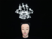 Guizhou costume women White 2020 Summer silver ornaments Miao nationality new hair hairpin folk dance headwear