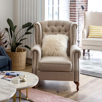  Yaran home living American pull buckle simple single sofa tiger chair small apartment living room fabric sofa Solid wood