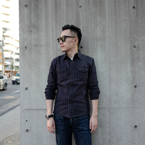 Black wabash cotton American retro tooling shirt men long sleeve slim casual handsome teenage tide shirt