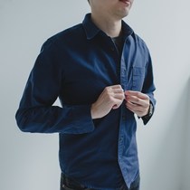 Xiaoxi Spring and Autumn Original Khakis American retro tooling shirt men long sleeve slim cotton casual trend shirt