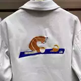 Осенняя демисезонная мультяшная хлопковая рубашка подходит для мужчин и женщин, детская одежда, с вышивкой, увеличенная толщина