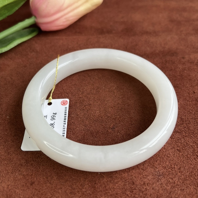One Item, One Certificate, High-Quality Hetian Jade White Jade Bracelet, Natural White Jade Bangle, Special Offer, Genuine Circle Bracelet, Mudfish Back