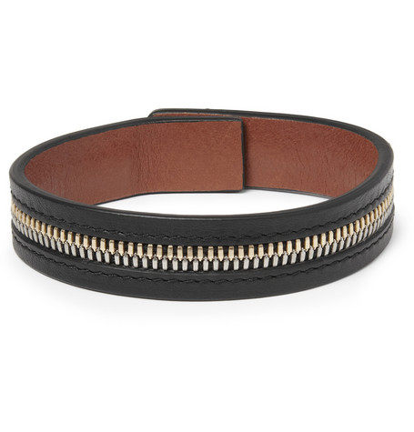 Want Les Essentiels De La Vie Leather Zipper Decorative Bracelet