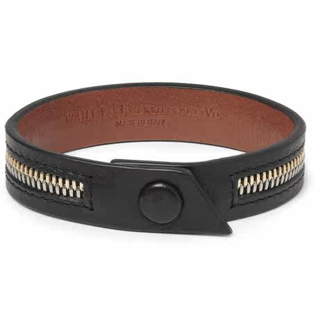 Want Les Essentiels De La Vie Leather Zipper Decorative Bracelet