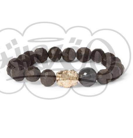 Luis Morais Ebony Skull Gold Bead Bracelet