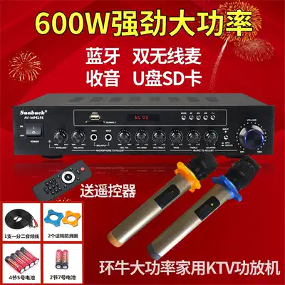 600W power amplifier home professional high-power karaoke audio with Bluetooth wireless microphone power amplifier