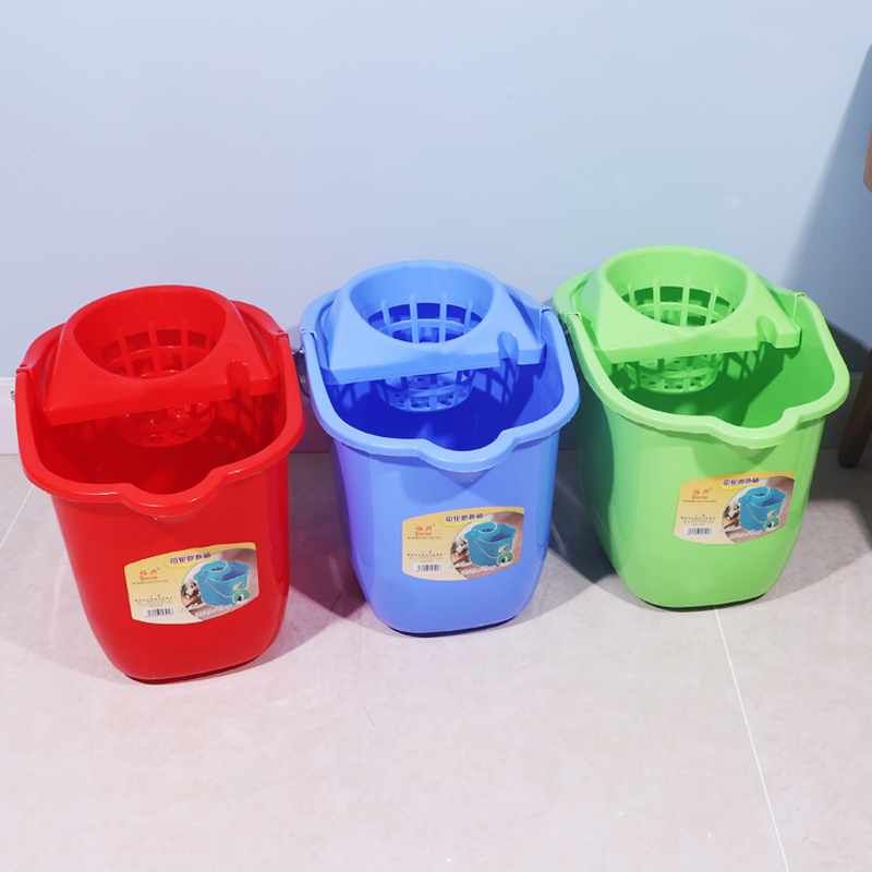 Home Manual Squeeze Bucket Hand Pressed Ground Mop Bucket Mopping Mop Bucket Plastic Swivel Wringing Water Single Barrel Old Mound Bucket-Taobao