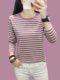 2025新款初秋纯棉长袖t恤女秋衣外穿条纹上衣宽松大码打底衫遮肉