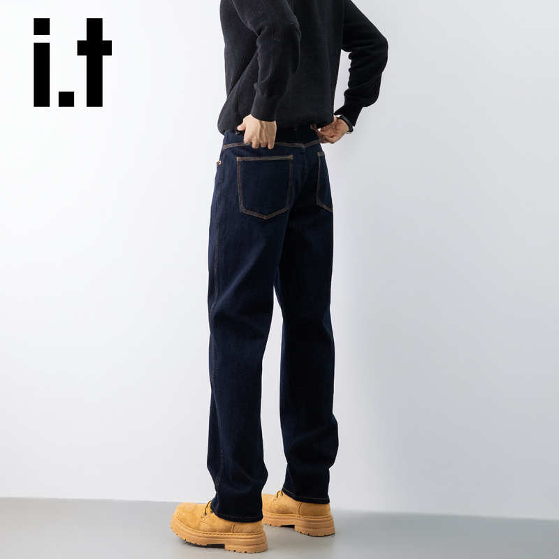 It:Chocoolate Dark Blue Men's Jeans Straight-Leg New Style Men's Long Pants Casual Dark Color Spring and Summer