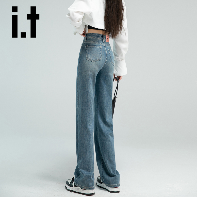 Chocoolate Straight-Leg Jeans for Women, High-Waisted, Slimming, Vintage Blue, Petite, New Narrow-Fit Wide-Leg Pants