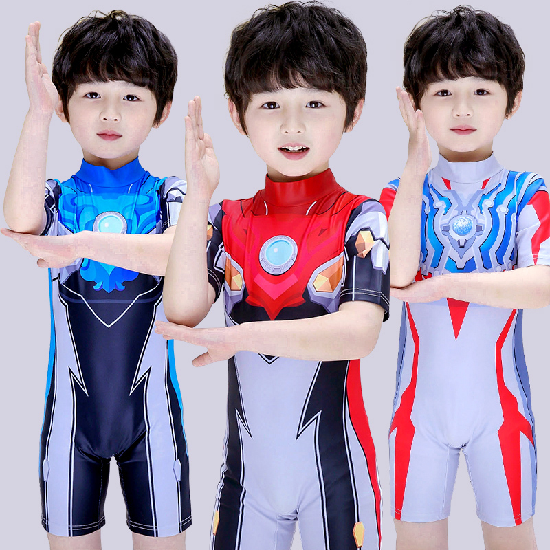 Children's swimsuit pants Boy one-piece Ultraman clothes Boy swimsuit quick-drying sunscreen child Superman Spider-man