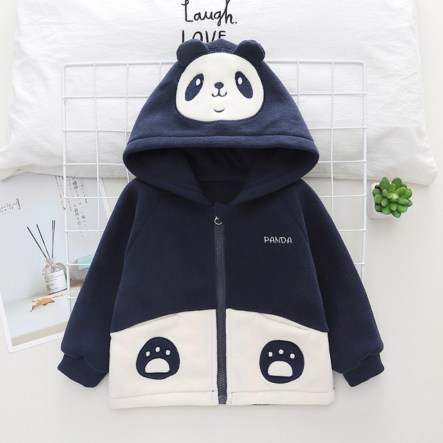 Children's autumn and winter clothes plus fleece jacket baby baby foreign style thickened clothes boys and girls cartoon polar fleece hoodie