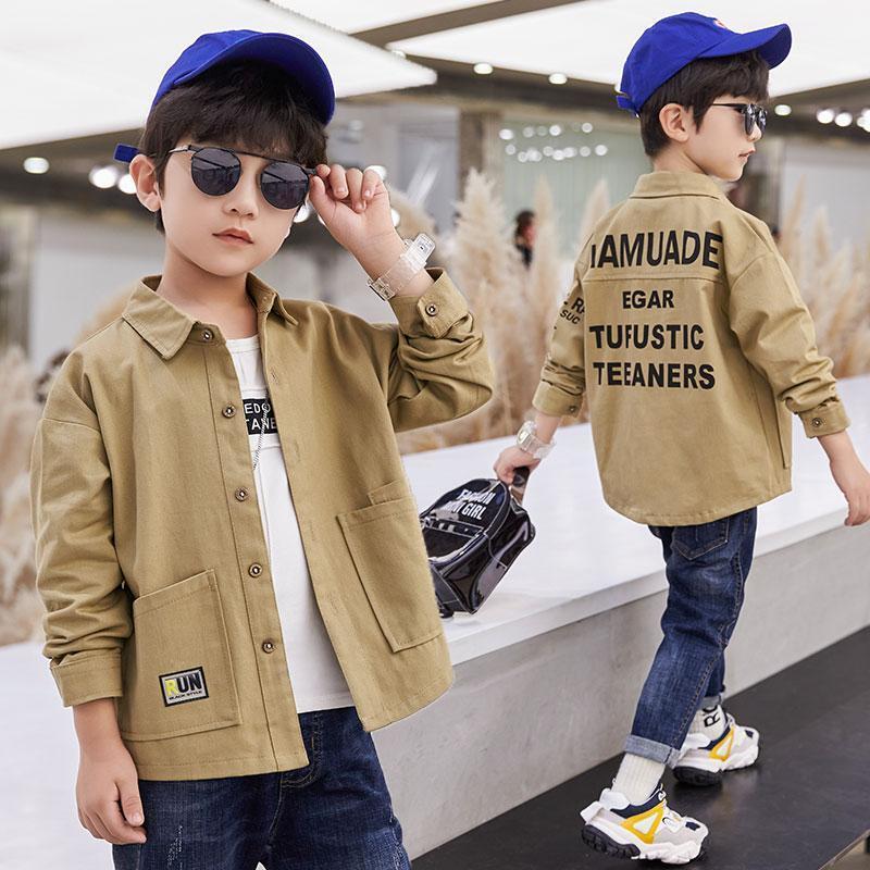Boys' Shirts 2024 New Spring and Autumn Clothing Kidsren's Long-Sleeved Shirts for Older Kidsren Stylish Tops Boys' Autumn Jackets