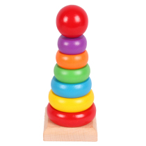  School special offer Exquisite wooden baby puzzle stacking music building blocks colorful tower Childrens wooden toy Rainbow tower