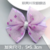 Сиреневые блестки для ногтей, заколка для волос с бантиком