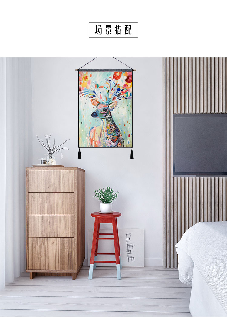 Bắc âu nai sừng tấm vải treo sơn bông và vải lanh sơn phòng khách trang trí canvas tường treo bức tranh tường tấm thảm tấm thảm cạnh giường ngủ đồ trang trí