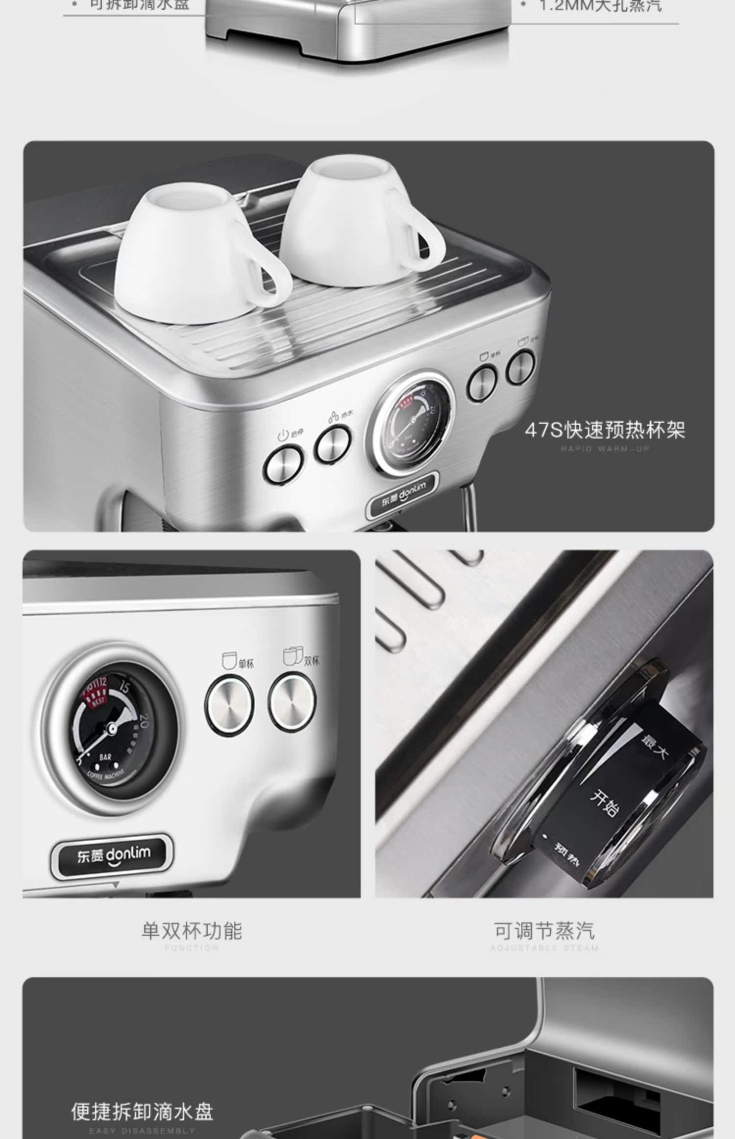 máy pha cà phê latte Máy pha cà phê Dongling DL-KF5700 dành cho người tiêu dùng và thương mại hoàn toàn nhỏ bán tự động bằng bọt hơi nước Ý - Máy pha cà phê may pha cafe