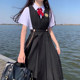 Breast-protecting skirt JK uniform suit genuine long skirt blazer spring vest suspender skirt dress class uniform large size