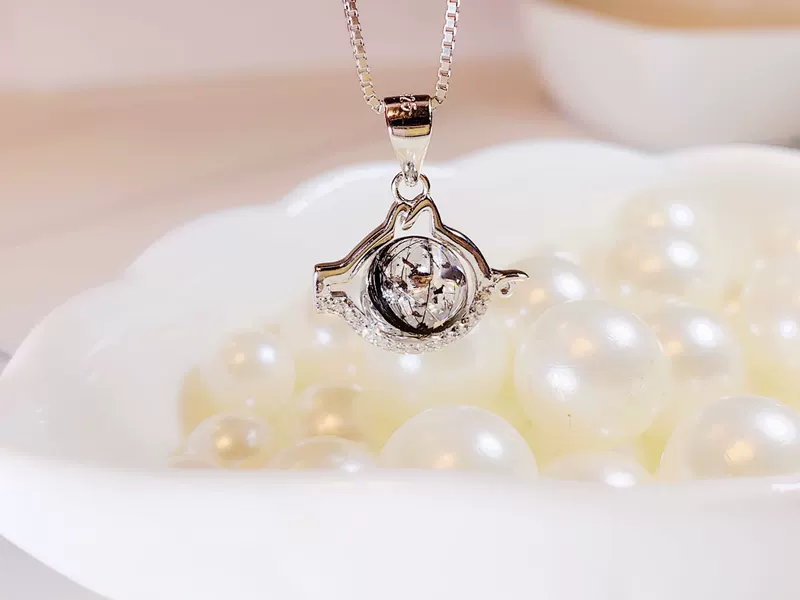 Luban số 7 Lốp tóc Vòng cổ Zodiac Pig Baby Mặt dây chuyền 925 Sterling Bạc Tự làm Handmade Thai nhi Tóc Lưu niệm Lễ trăng tròn - Quà lưu niệm cho bé / Sản phẩm cá nhân