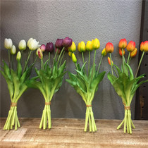 PU Feel Moisturizing Emulation Floral Tulip Upscale Fake Flowers Interior Flower Bouquet Nordic Living Room Decoration Pendulum