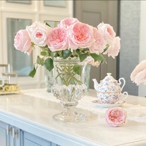 Eurostyle Thickened Crystal High Foot Transparent Glass Vase Mesh Red Light Extravagant Dining Room Flower Flower Floral