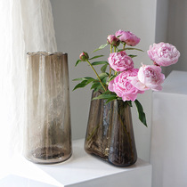 American Nordic creative curated tea colour glass vase hem Living room floral water raising flowers table interior soft dress