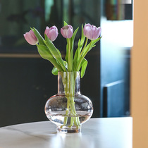 Modern Brief Pink Frosted Glass Vase Hem Living Room Flower Arrangement Creative Adornment Dinner Table Xuan Guan Furnishing