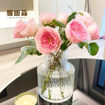 Mandisins Sins Wind Nets Red Extreme Freezing Glacier Vases Glass Transparent Flower Arrangements Rose Flowers Living-room Pendulum with light lavish