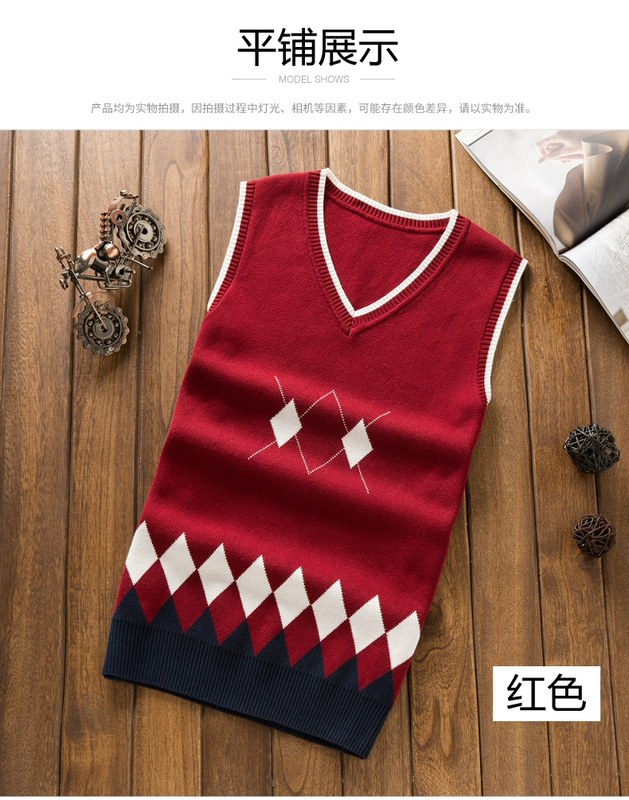 Fisit nam mùa thu đông dày vest vest vest V-cổ Slim không tay vest cotton đan vest áo ấm nam mùa đông