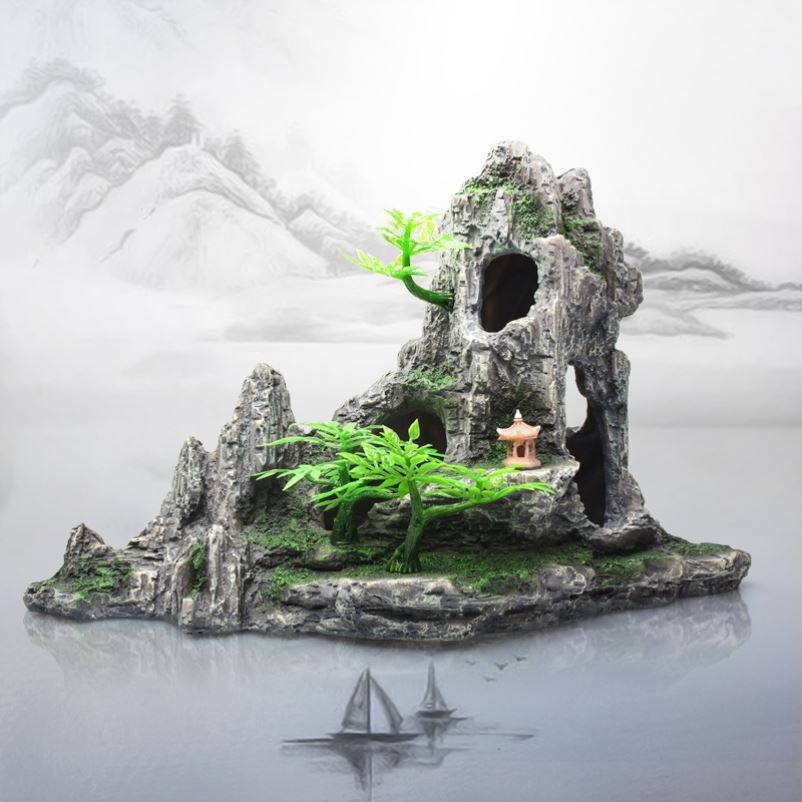 Household escape house fish tank rockery nest fish decoration house landscape small cottage creative bonsai small rockery