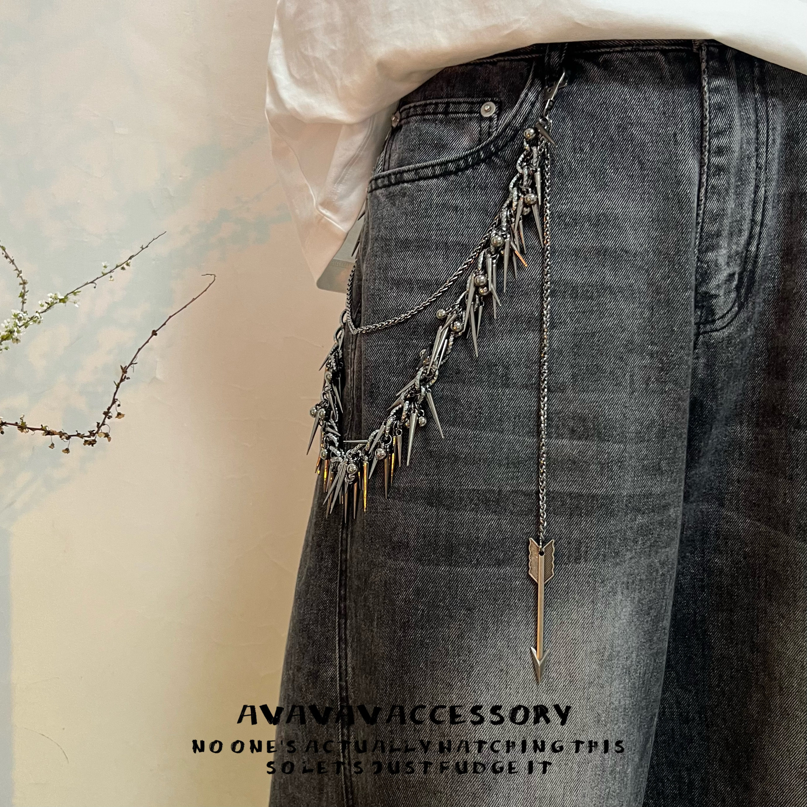 Avavav new hip-hop punk chain jeans waist chain rivet heavy-duty