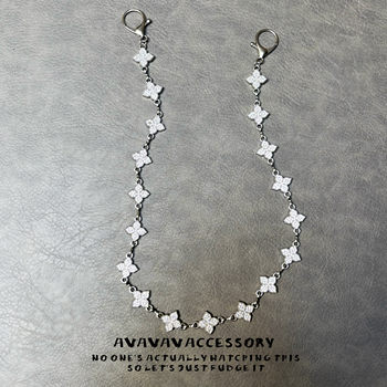 Avavav shiny silver wide four-leaf clover cleanfit silver gem jeans pants chain men's and women's waist chain bag hanging chain